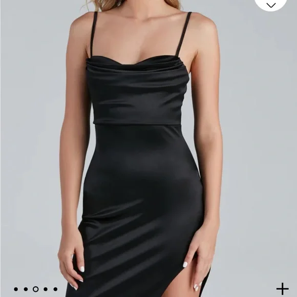 a line dress black Andie Black Tailored Square-Neck Mini Dress – Club L London